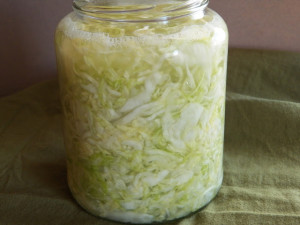 Jar of home made sauerkraut