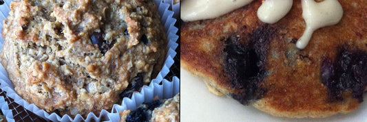 2 in 1 Vegan Banana Blueberry Muffins or Pancakes